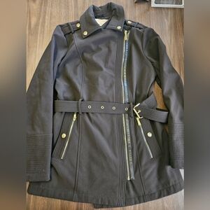 Michael Michael Kors Black Lined Belted Zip Trench Coat Women’s Size S EUC 🔥